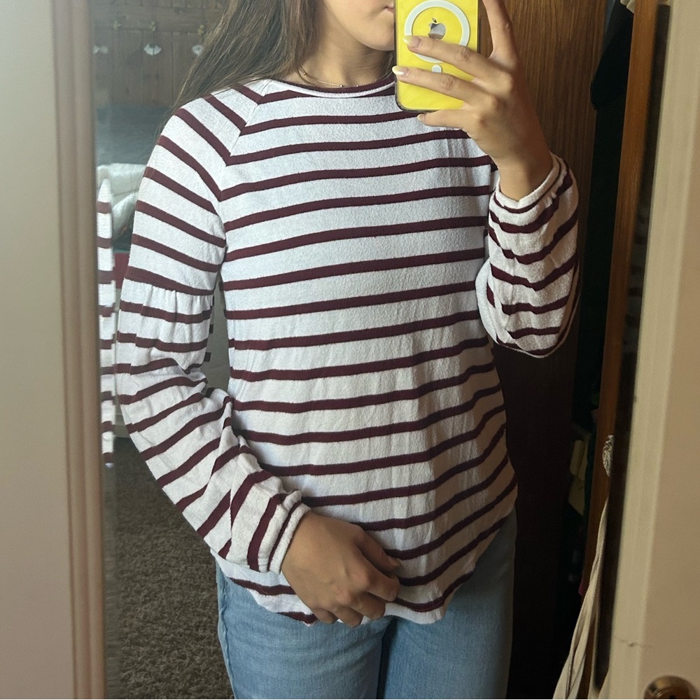 Maroon and White Striped Size Small Only Navy Long Sleeve